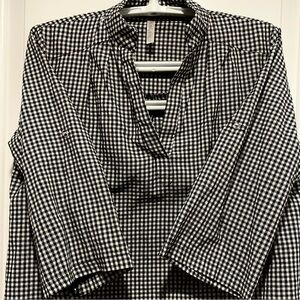Elegant Black and White Checkered Blouse